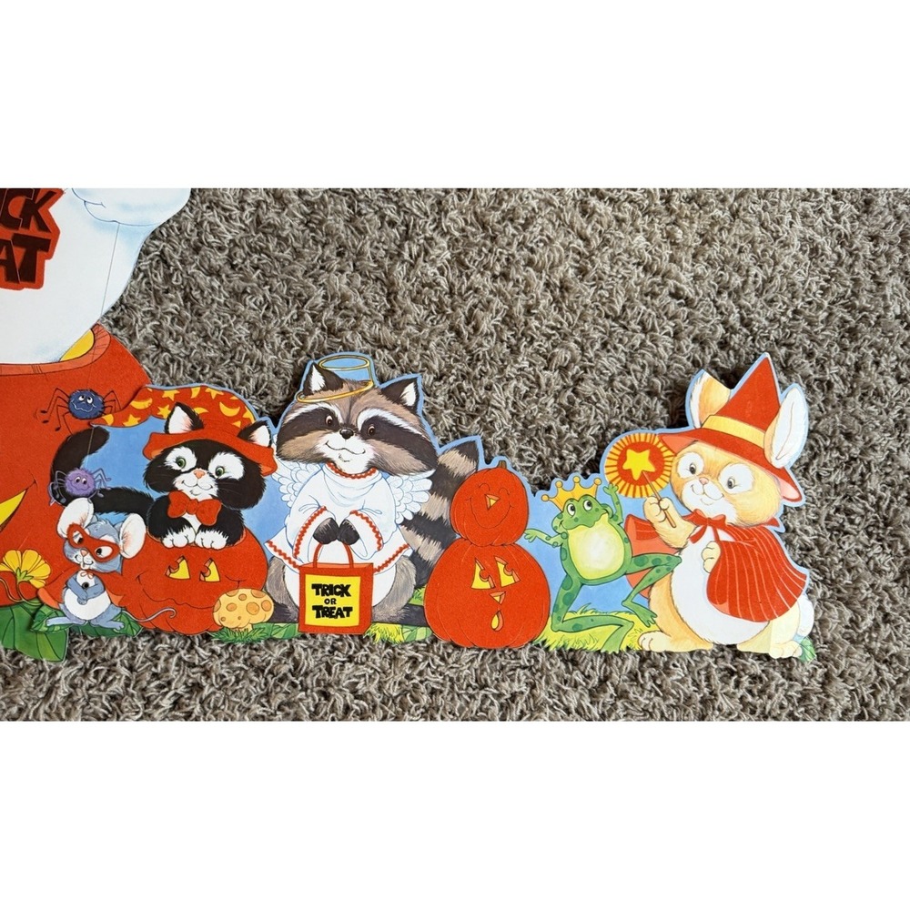 Vintage Halloween Fuzzy Die Cuts Wall Decor Lot of 12 - Picture 9 of 9